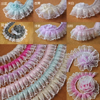 

10Yard 50mm fold lace decoration accessories DIY Baby Clothes Skirt Dress Organza Pleated Lace Trim