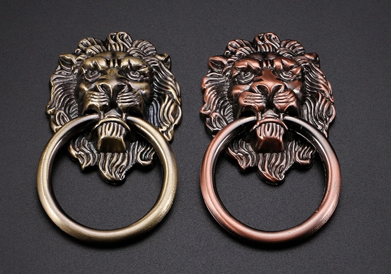 Vintage Bronze Metal Lion Head Furniture Door Cabinet Dresser Drawer Pull Handle Knob Ring 3