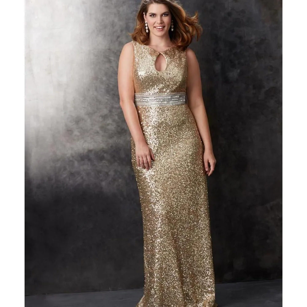 Simple Gold Sequin Keyhole Neck Sheath font b Bridesmaid b font font b Dresses b font