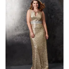 Simple Gold Sequin Keyhole Neck Sheath Bridesmaid Dresses with Sash Sleeveless Floor-Length O-Neck Party Dresses
