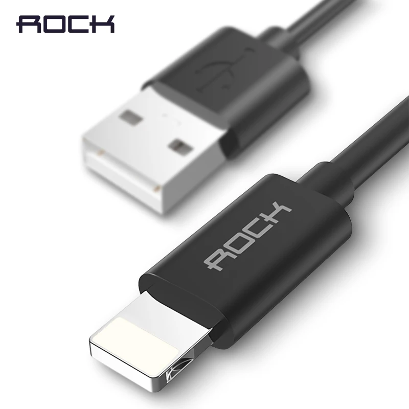 USB кабель ROCK для iphone X, 8, 7 Plus, кабель для синхронизации данных, USB кабель для зарядки iphone 6, 6 S Plus, 5S, 2,4 А, кабель для быстрой зарядки