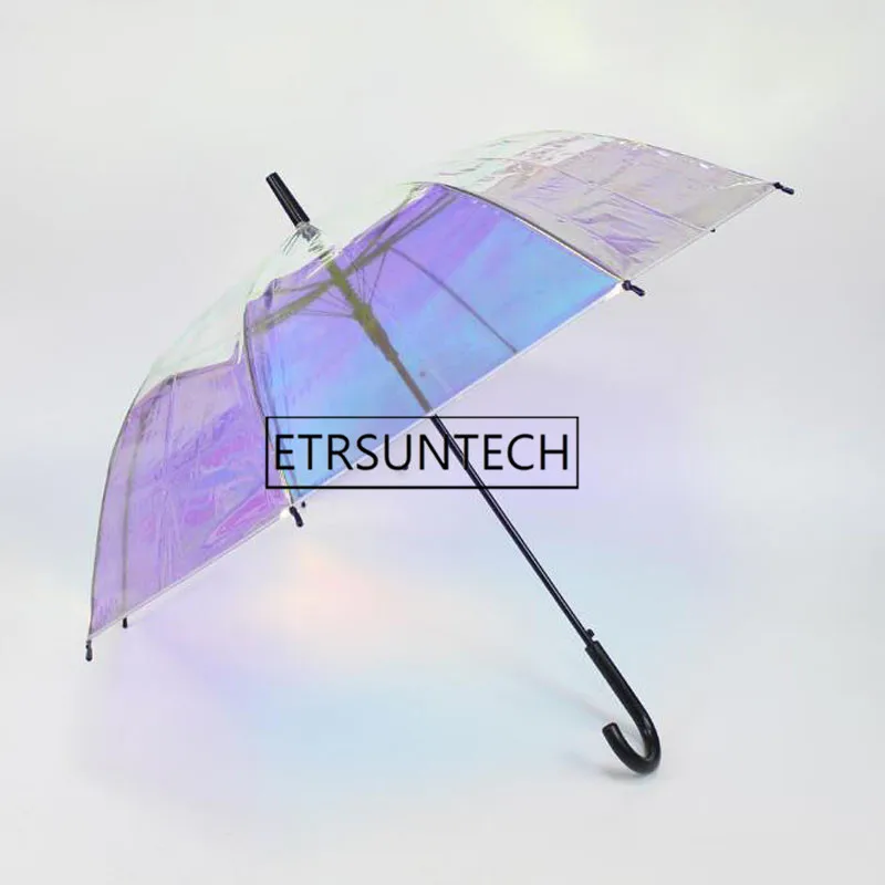 12pcs Transparent Umbrella Magic Laser Color Long-handle Windproof Parasol Adults Advertising Gifts for Women Girls | Дом и сад