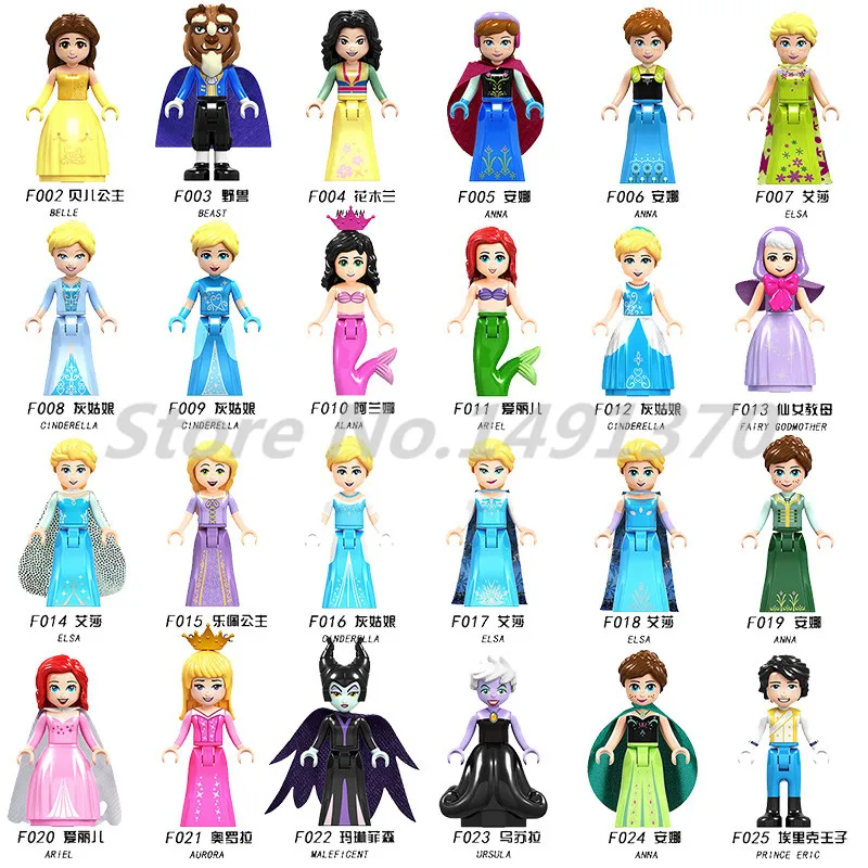 

Princess Elsa Figure Girl Friends Series 24pcs/lot Building Blocks Snowman Elf Fairy Tale Crnelerella Bricks Toys For Children