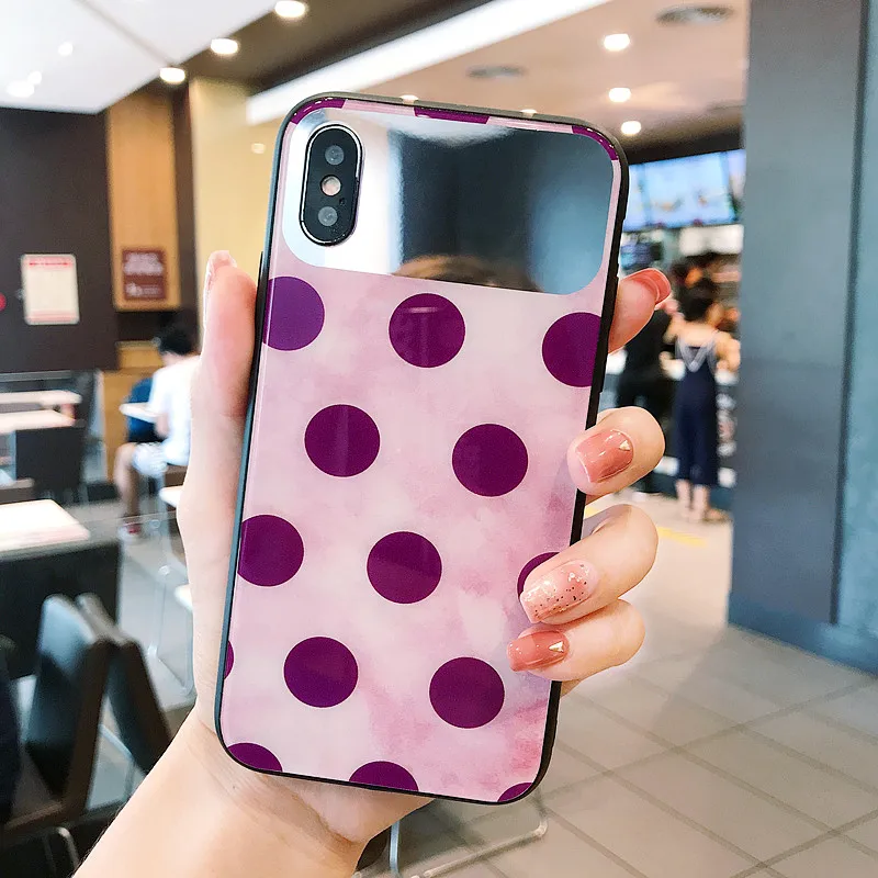 PEIPENG For iPhone 7 7Plus 6 6S 6Plus 8 8Plus X XR XS Max TPU  Luxury fashion retro Wave point mirror Anti-fall Phone case04