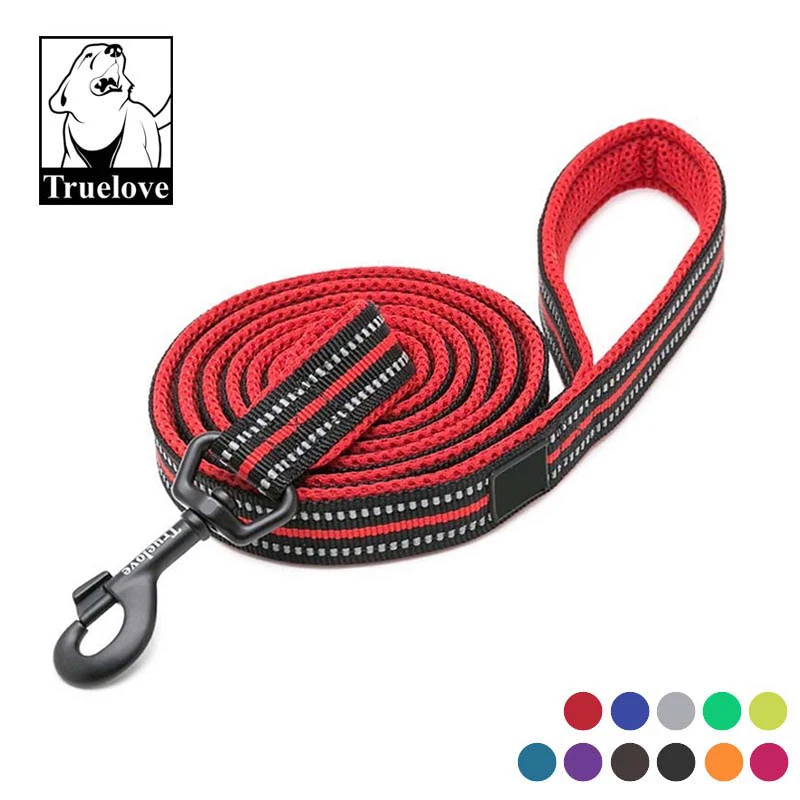 

Truelove Soft Padded Dog Pet Leash in Harness and Collar 3M Reflective Nylon Mesh Training Walking Running 11 Color 110cm