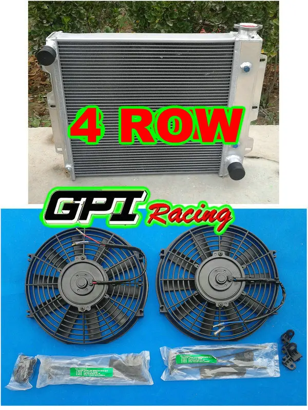 For 87-02 Jeep Wrangler YJ /& TJ w// Chevy V8 4 Rows Aluminum Radiator 2 × fans