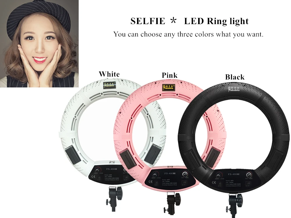 Yidoblo розовый FS-480II фото/Студия 1" 480 светодиодный кольцевой светильник 5600K с регулируемой яркостью кольцевой светильник для камеры+ сумка