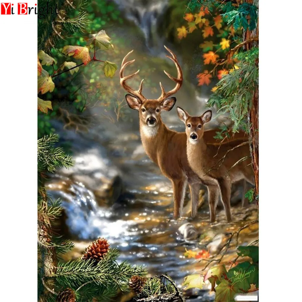 AZQSD-Diamond-Painting-Cross-Stitch-Animals-Pictures-of-Rhinestones-Needlework-Diamond-Mosaic-Deer-Home-Decor-DIY