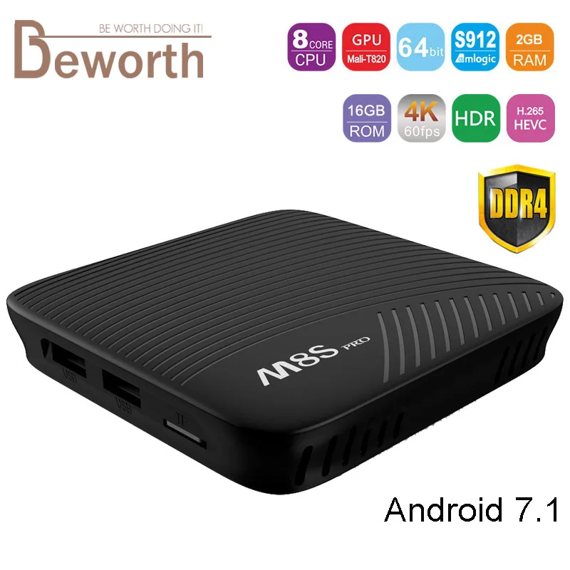 

5pcs Mecool M8S Pro Smart TV Box Android 7.1 2GB DDR4 RAM 16GB ROM Amlogic S912 Octa Core Media Player Dual Wifi Gagibit 2G 16G