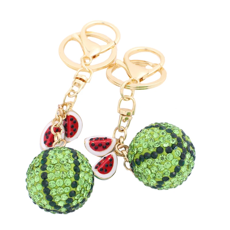 

2 Pcs Crystal Rhinestone Alloy Keychain for Women Handbag Watermelon Lovely Rhinestone Key Ring Car Key Holder Charm Jewelry