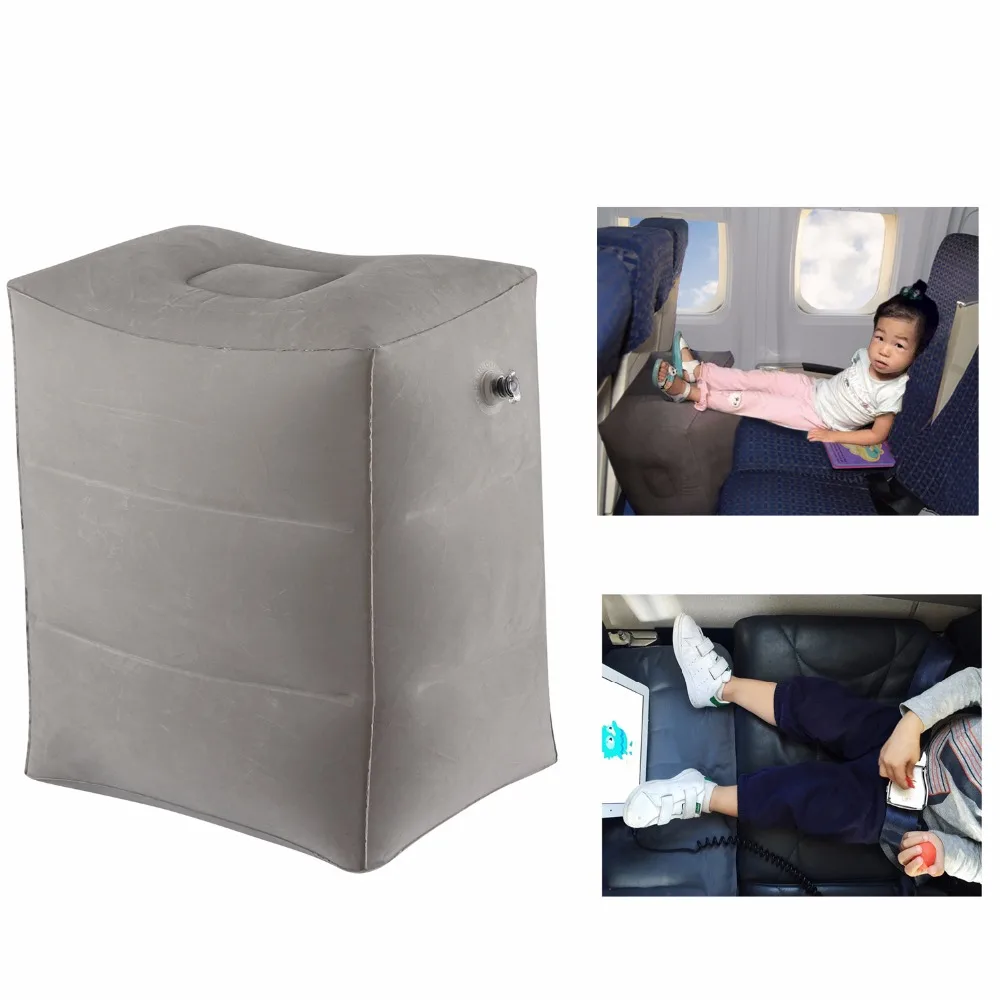 

Kids Sleeping Pillow On Airplane/Bus/Car Leg Resting Inflatable Travel Foot rest Pillow PVC Flocking Travel Footrest Pillow