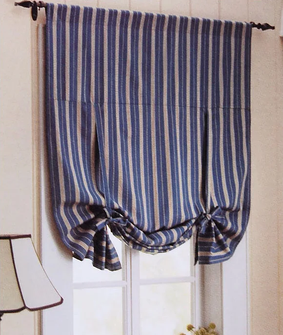 cotton blue stripe print finished products bedroom curtain roman blinds