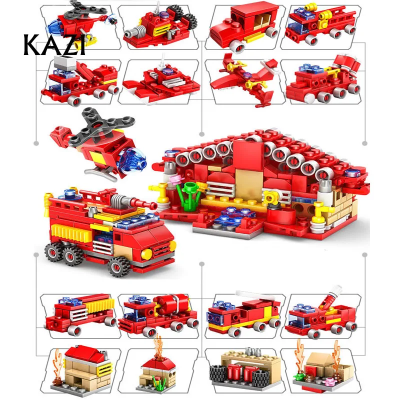 

KAZI 414pcs Fire Station Building Blocks Compatible lego city Firefighter Educational Construction Bricks Hobbies children Toy