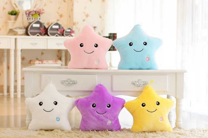 38cm Cute Colorful Light Pillow Creative Five Pointed Star Plush