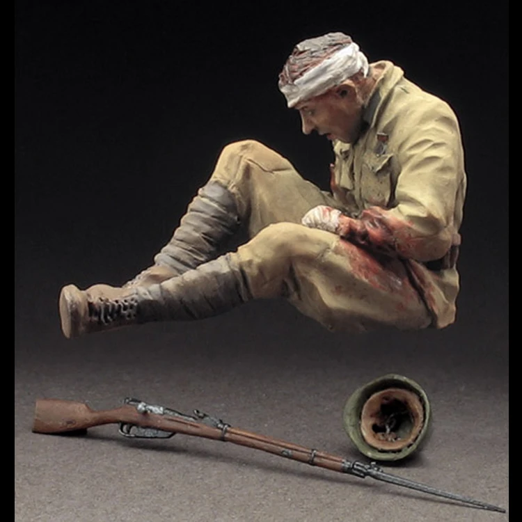 Масштаб 1/35 каучуковая фигурка Неокрашенный Солдат модель раненный красный