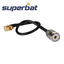 Superbat RF коаксиальный кабель Разъем UHF Джек mc-карт с разъемом «папа» правый угол помощью соединительного кабеля RG174 15 см