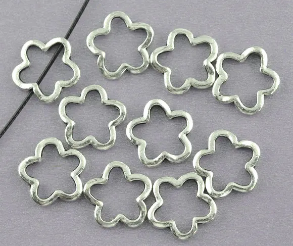 

Free Shipping 250pcs Antique Silver Tone Flower Bead Frames 16mm Jewelry Findings