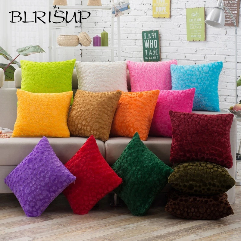 BLRISUP Home Decor однотонные Мягкие Плюшевые Чехлы красные синие зеленый квадрат