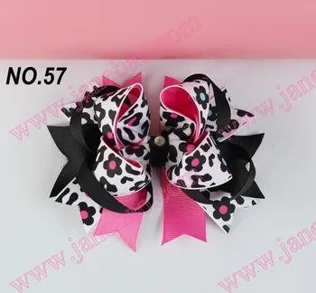 

free shipping 30pcs 4.5'' two layer funky hair bows boutique hair clips popular kids hair accessories