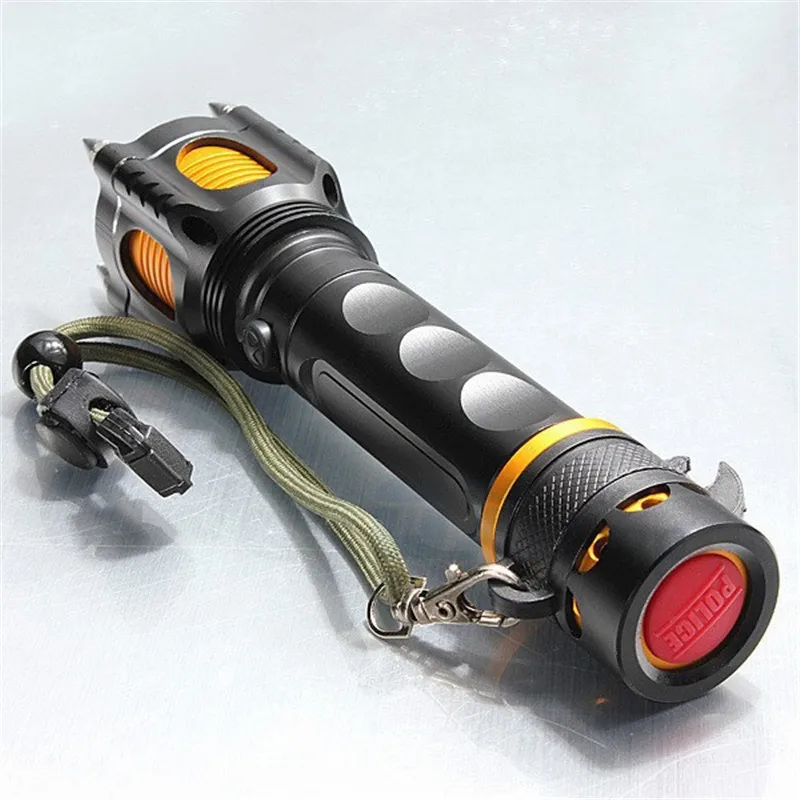 Мощный светодио дный фонарик Torch Light Cree T6 прожектор Тактический Lanterna Torche 18650 самообороны атаки сигнализации охота свет