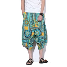 Мужские хлопковые тонкие летние в китайском стиле мужские свободные льняные шорты до колена шаровары бермуды повседневные короткие брюки