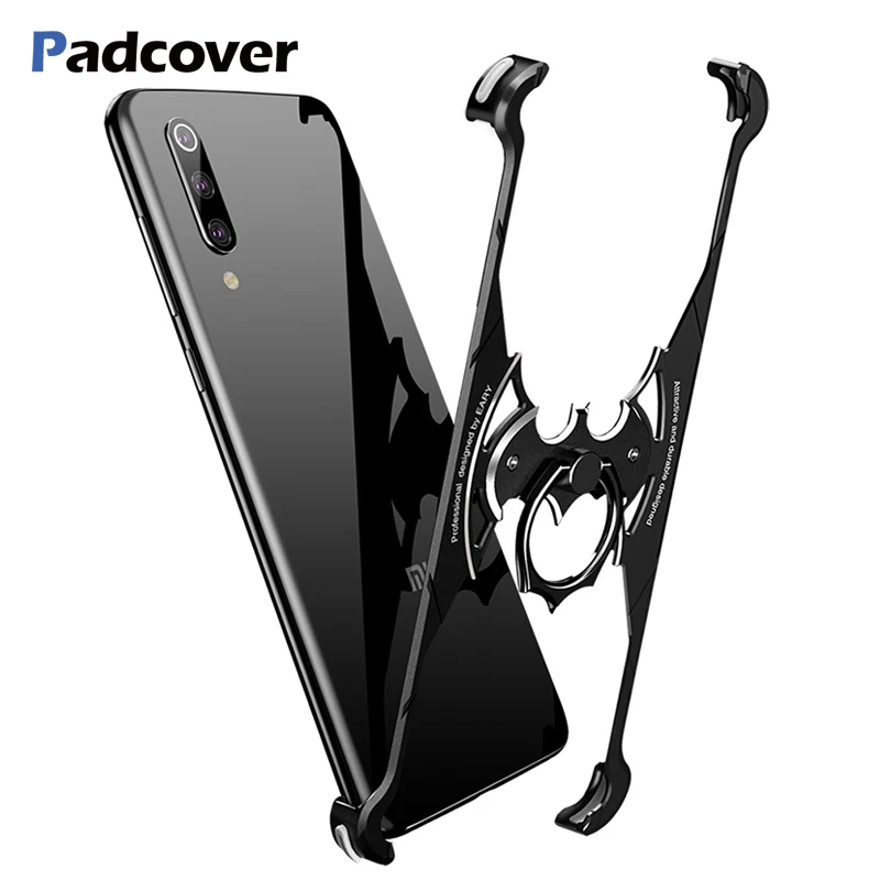 

PADCOVER Bat Design Bumper Airbag Metal Case for Xiaomi MI 9 Case 360 Full Protection Ring Holder Shell Luxury Slim Cover