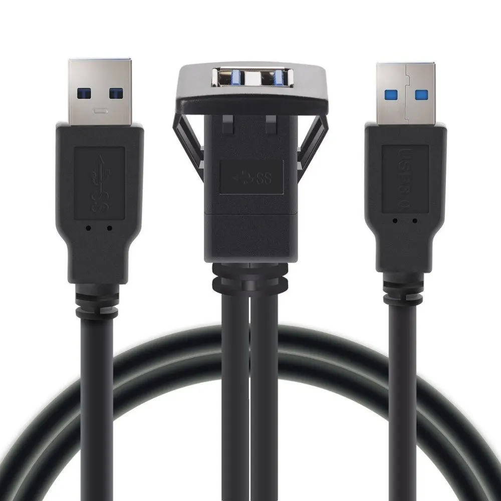 1 м/2 м Разъем Кабель USB 3,0 Авто автоспускное крепление папа-мама удлинитель панель приборной панели квадратная аудиолиния для мотоцикла