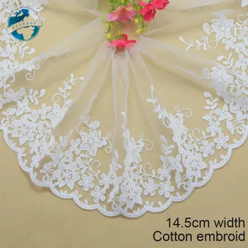 

14.5cm white cotton Embroidery sewing ribbon guipure lace african lace fabric trim warp knitting DIY Garment Accessories#3006