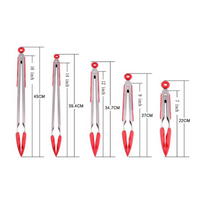 Силиконовые 7/9/12/14/16 дюймов спагетти салат тосты барбекю мясо длинный плоский щипцы инструмент для кухни инструменты для приготовления пищи щипцы для еды