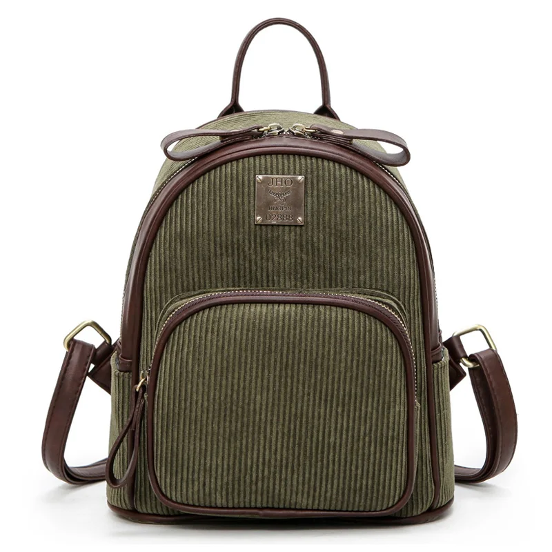 Hot Sale Vintage Corduroy Backpacks Fashion Elegant Patchwork School Bags Casual Female Travel Shoulder Bags BP034