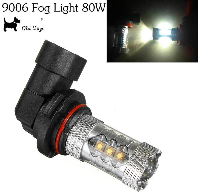 2 Pcs 9006 HB4 fog light 80W Cree chip LED Fog Lamp headlight Bulb Auto lights 12V 6000K xenon White car styling DRL free ship | Автомобили