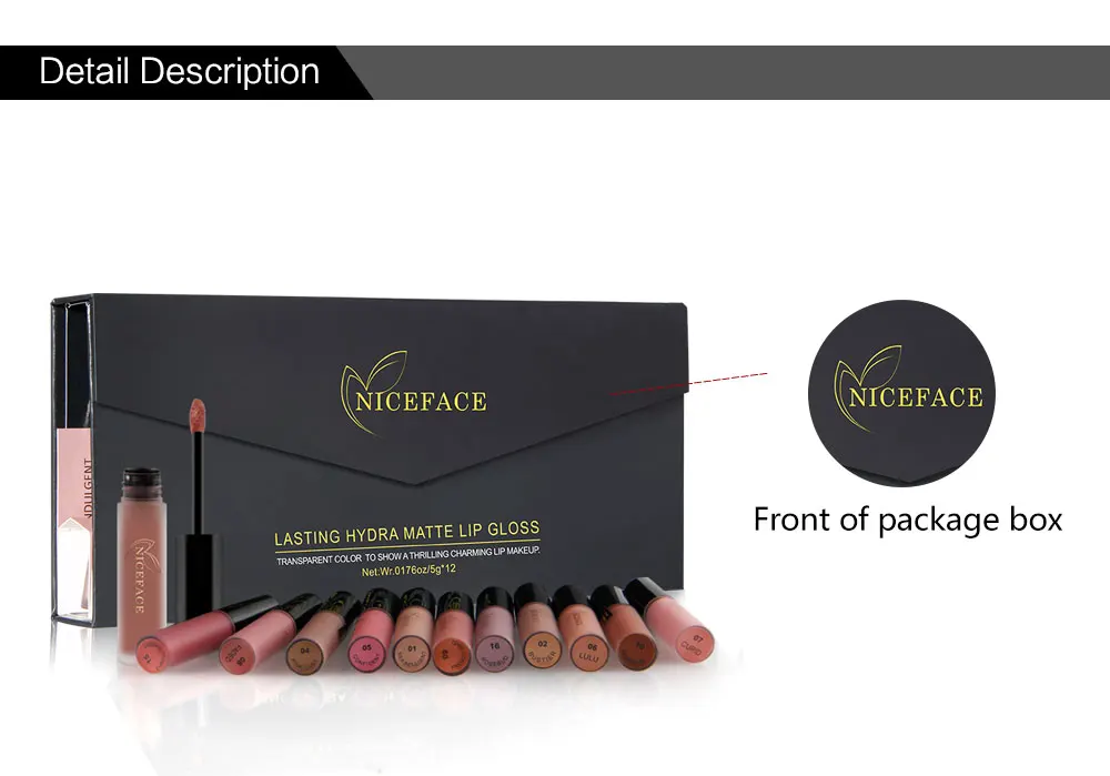 NICEFACE, 12 шт. или 3 шт., стойкая матовая губная помада, блеск для губ, водостойкая губная помада, Макияж для губ, сексуальная губная помада телесного цвета, женский подарок