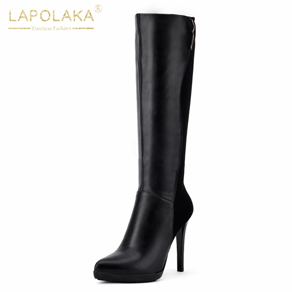 

LAPOLAKA Dropship Best Quality Women's Shoes High Heel Shoes Woman Pointed Toe Platform Knee-high Boots