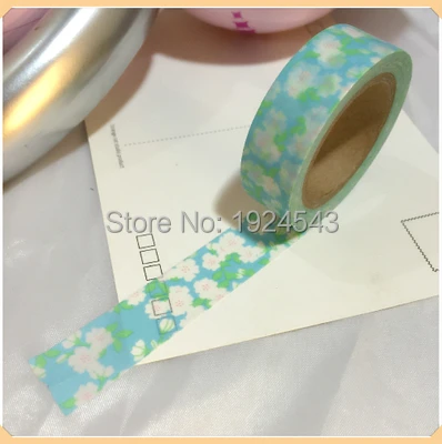 Красивая 15 мм * 10 м Высокое качество Васи бумажная лента/синий фон маленький цветок маскирования Япония васи ленты