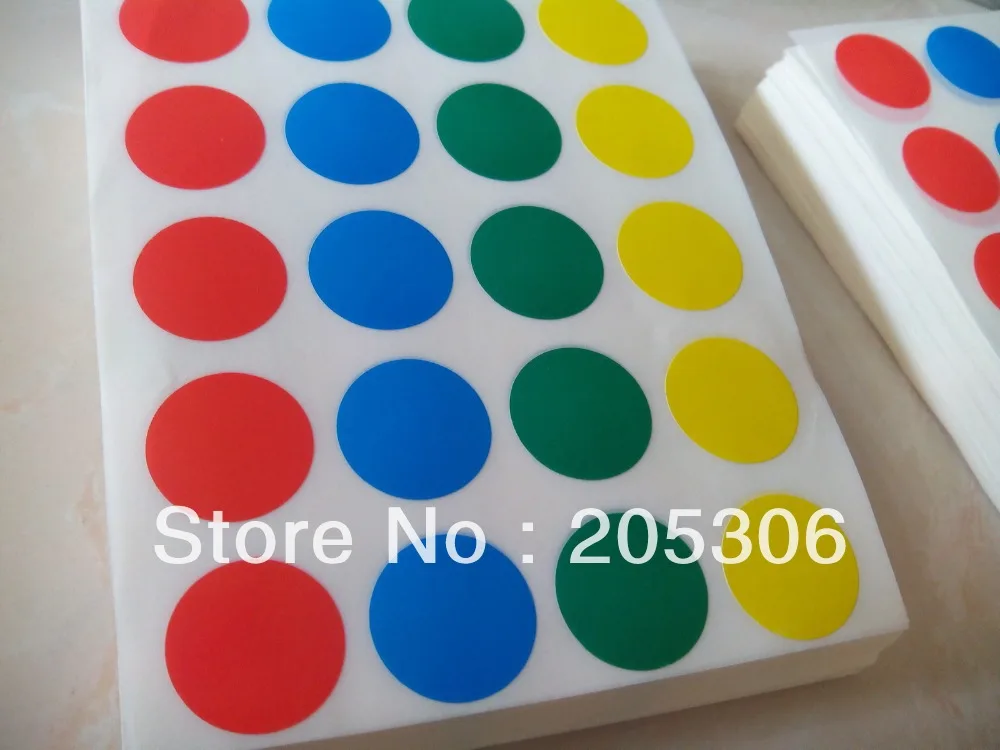 

100sets diameter 20mm red blue green yellow round paper sticker, color dots, Item No. OF08