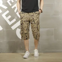 Новые мужские камуфляжные укороченные брюки летние дизайнерские многокарманные Чистый хлопок для мужчин повседневные укороченные брюки мужские брюки больших размеров AF109