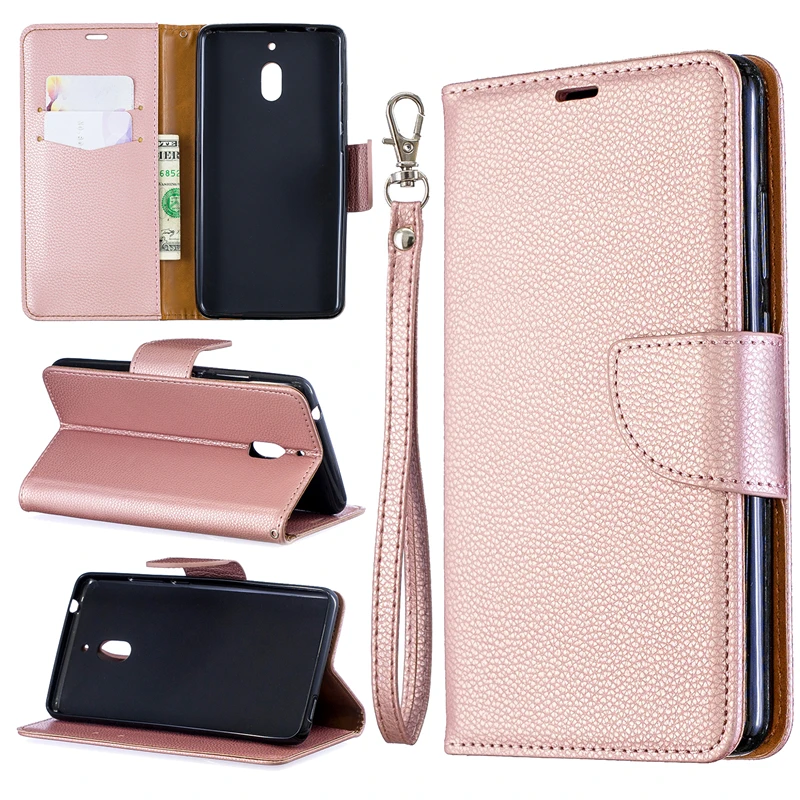 

For Nokia 2 PU Leather Wallet Case Cover with Card Slots Wrist Strap for Nokia 2.1 (2018) Nokia 2V Phone Bags