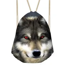 Бесшумные Дизайнерские мужские спортивные сумки на шнурке с крутым принтом волка, мужские пляжные сумки для хранения, детский рюкзак на шнурке для мальчиков