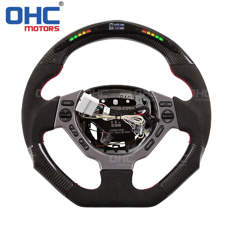 Real Carbon Fiber Led Steering Wheel For Nissan Gtr R35 Skyline Nismo
