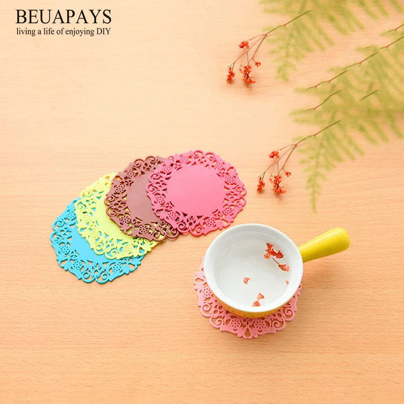 Flower Heat Insulation Coffee Tea Cup Mat Pad Coaster Mug Holder Home Decor YW