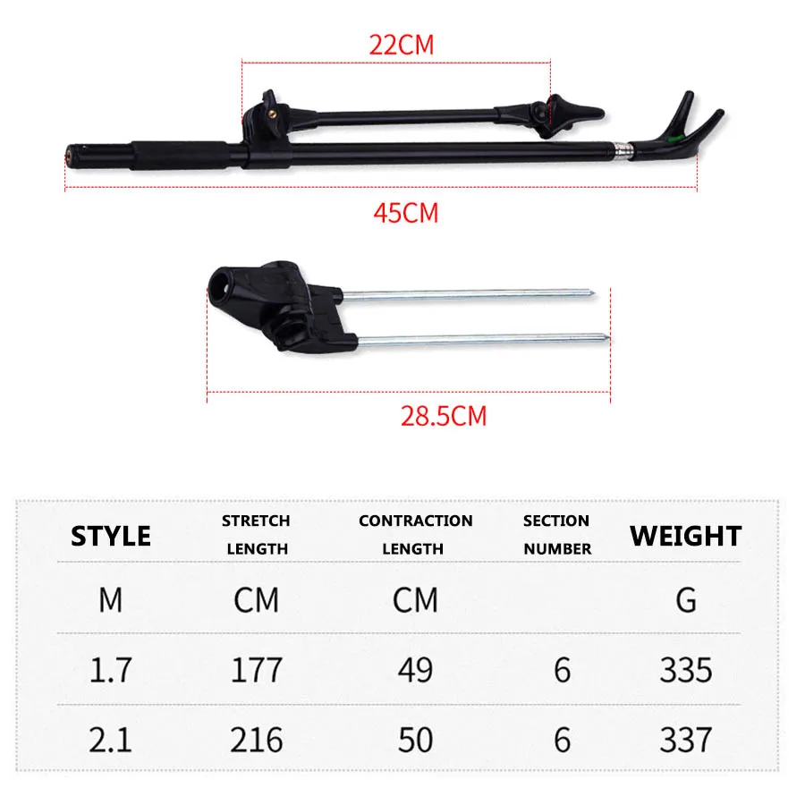 1 шт. кронштейн удочки портативный выдвижной складной 1,7 м 2,1 м держатель удочки из нержавеющей стали раздвижной, Рыболовный инструмент