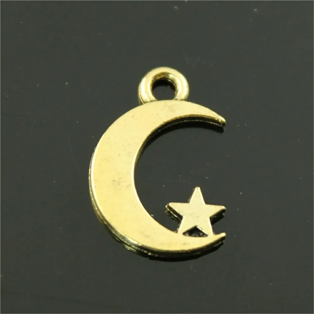 

15pcs 3 Colors Antique Bronze, Antique Silver, Antique Gold Moon Star Charms Star And Moon Charm Moon And Star Charm 11x17mm