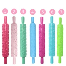 Красочные Скалки с гравировкой резная пластиковая рельефная Скалка кухонная декоративная форма семейная выпечка торта DIY Инструменты для печати