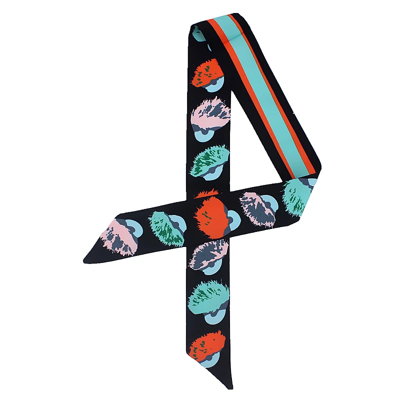 

2019 New Women Skinny Scarf Print Silk Hair Scarfs Ribbon Bag Tie Scarves for Ladies Fashion Neck Band