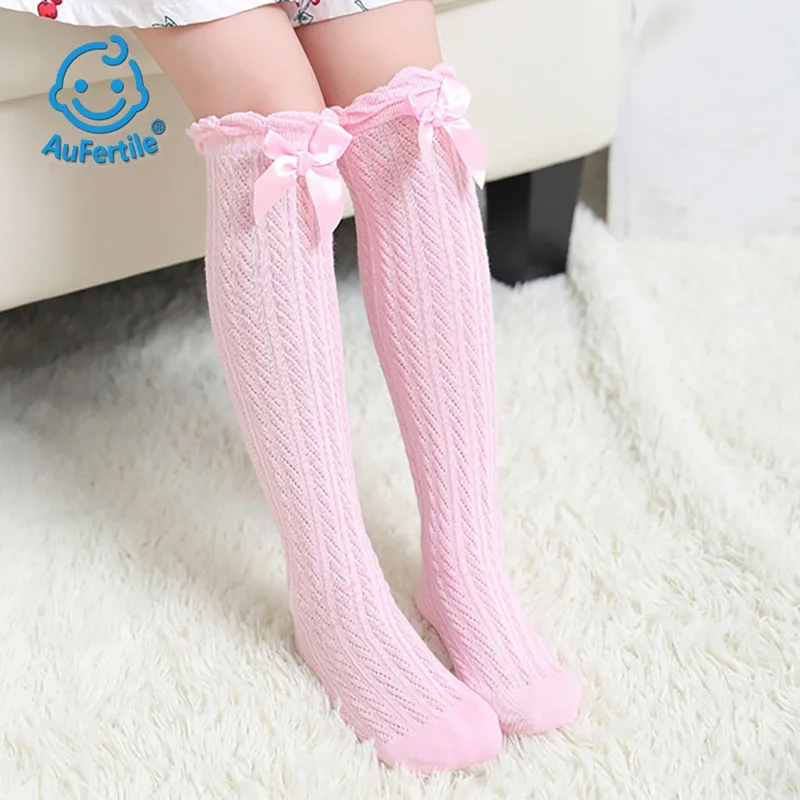 Cute Long Tube Children Stockings Spring and Autumn Cartoon Animal face Girls Straight Tights Lovely with Bowknot Skirt Cotton
