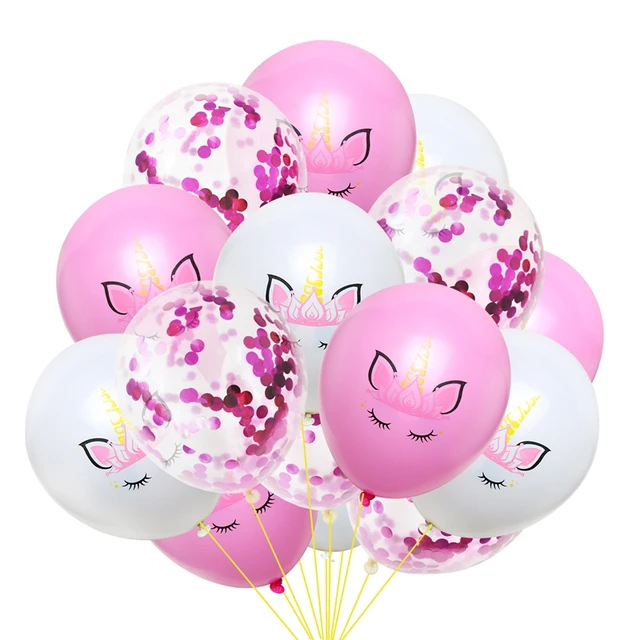 15Pcs/set Unicorn Party Balloons Birthday Baloon Unicorn Decoration Latex Confetti Balloon Kids