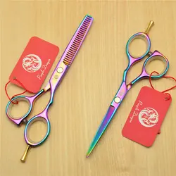 1014Z 5,5 ''16 см фиолетовый дракон Лучшие Профессиональные Парикмахерские ножницы Япония 440C ножницы для резки Thinning ножницы для волос