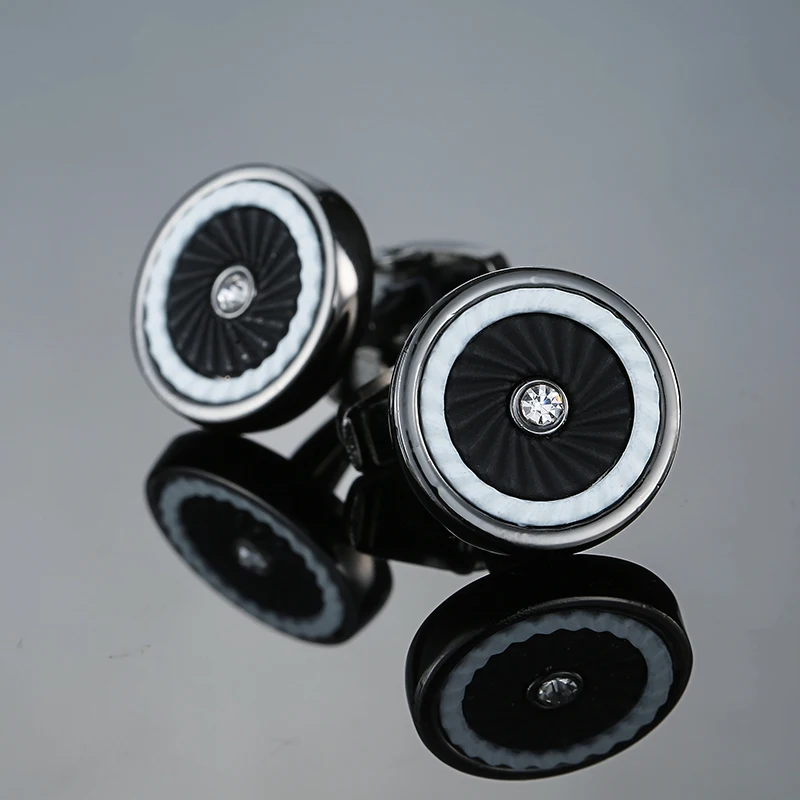 high-quality New Arrival round gun black Cufflinks fashion French Cuff links Wedding Gift Gemelos Factory Wholeale Cuffs