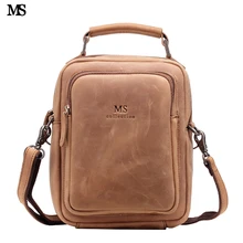MS Европейский Стиль Для мужчин Crazy Horse кожа Винтаж на молнии для ноутбука Посланник атташе Портфолио мешок T100