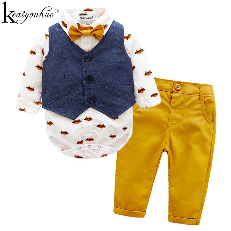 

Kids Clothes T-Shirt+Jeans 3Pcs Outfit Baby Boy Clothes Gentleman Suits Autumn Winter Boys Long Sleeve Sets Infant Boys Clothing